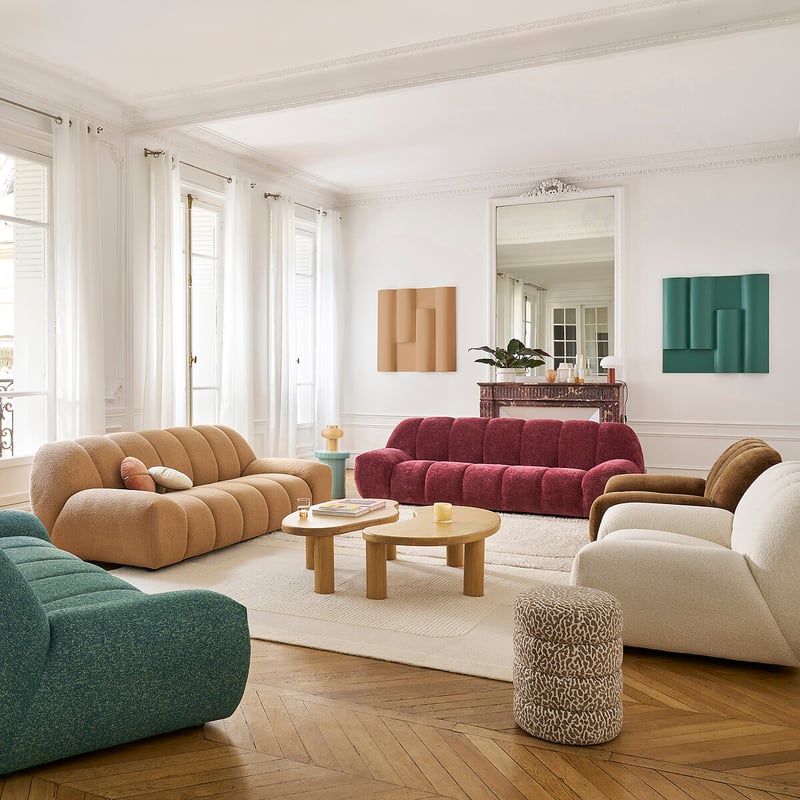 3-sitzer-sofa Aus Dickem Samt, Nuria