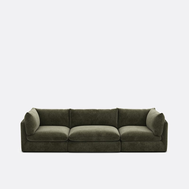Gerades Modulares 3-sitzer-sofa Malo, Aus Meliertem Polyester