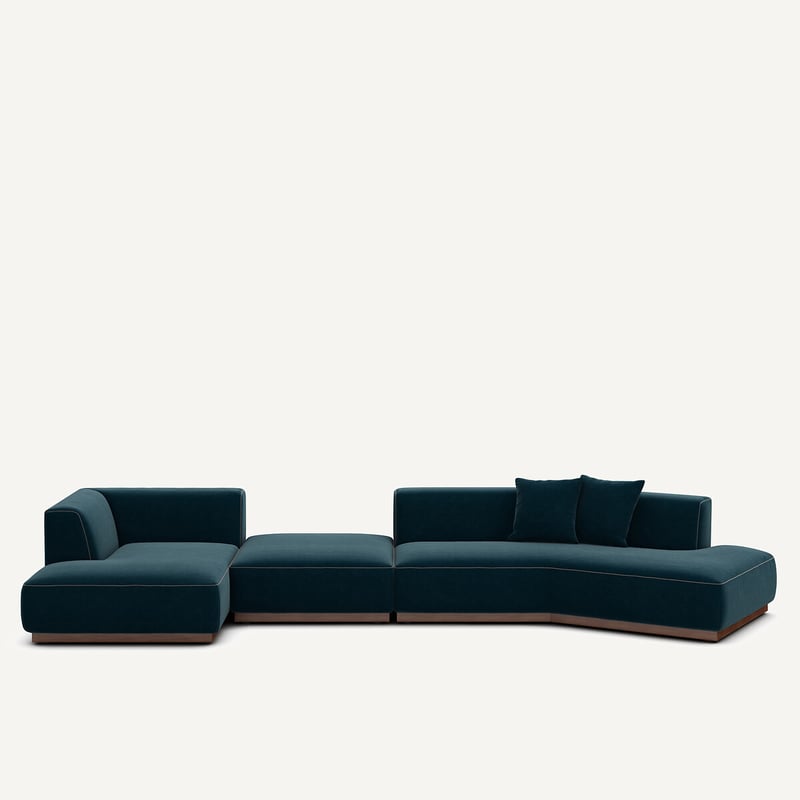 Am.pm Offenes Linkes Ecksofa Mit Fussstütze Aus Velours, Jacopo
