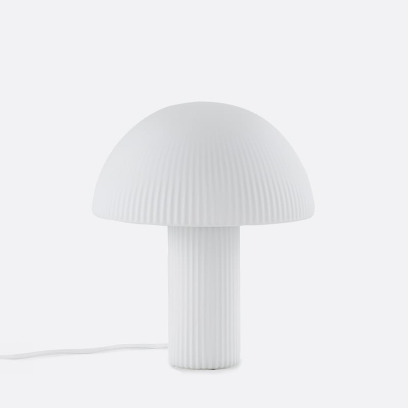 Pilzlampe, Geriffeltes Opalglas H29cm Loulou
