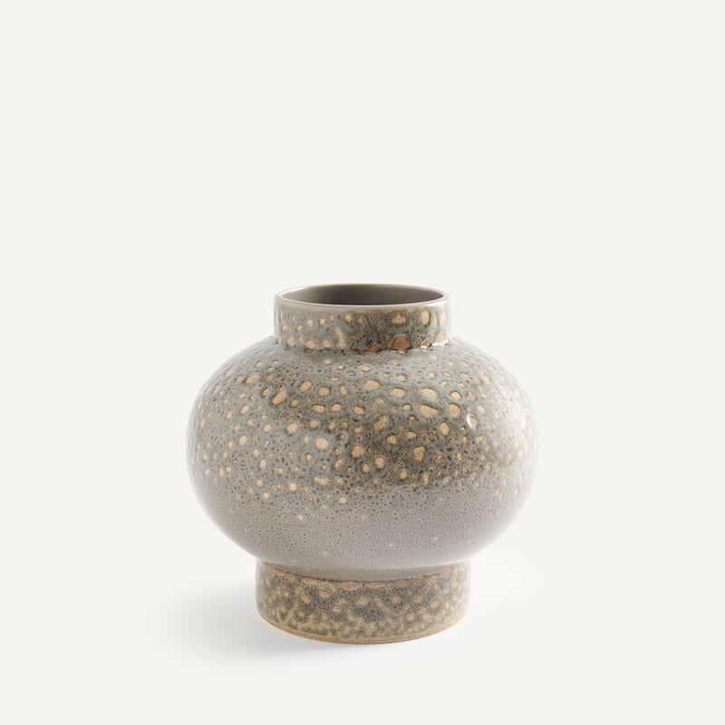 Am.pm Runde Vase Leccia Aus Gesprenkelter, Glasierter Keramik, Höhe 18,5 Cm