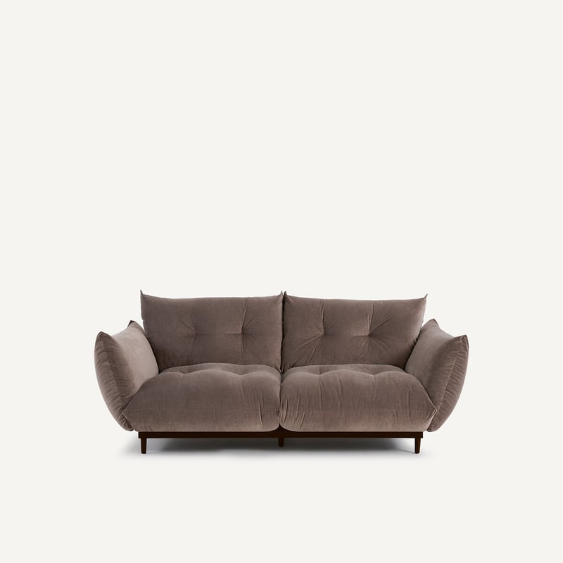 Am.pm Kompaktes 3-sitzer-sofa, Velours Stone, Vitoria