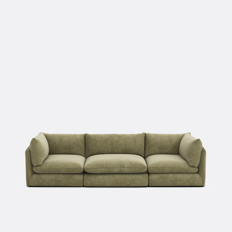 Gerades Modulares 3-sitzer-sofa Malo, Aus Meliertem Polyester