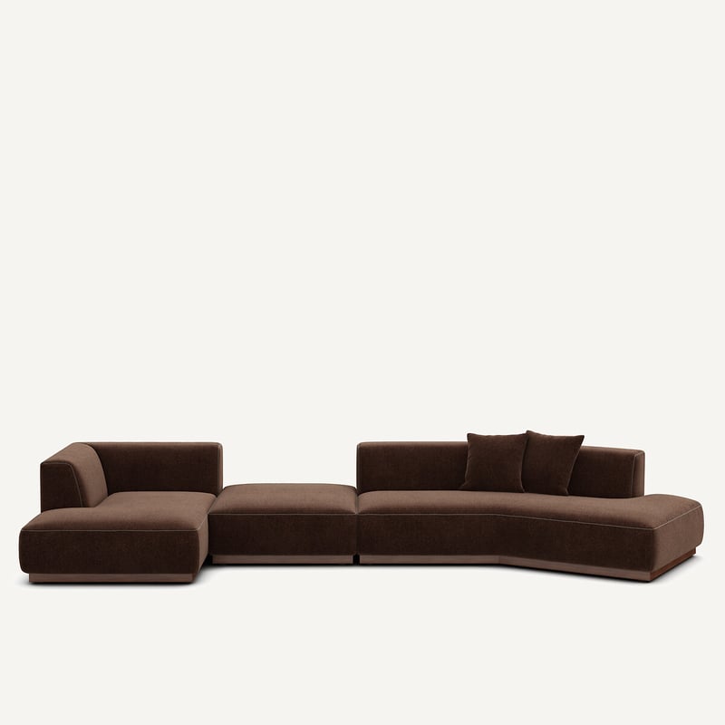 Am.pm Offenes Linkes Ecksofa Mit Fussstütze Aus Chenille-velours, Jacopo