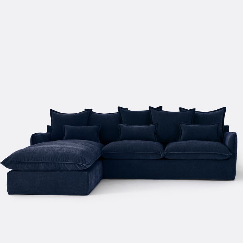 Ecksofa Odna Links, Abnehmbarer Bezug, 4-sitzer, Polyester Meliert
