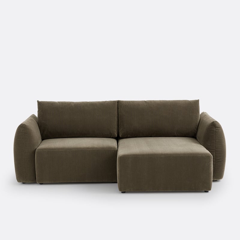 Eckschlafsofa Edith Mit Truhe, 3-sitzer, Aus Cord