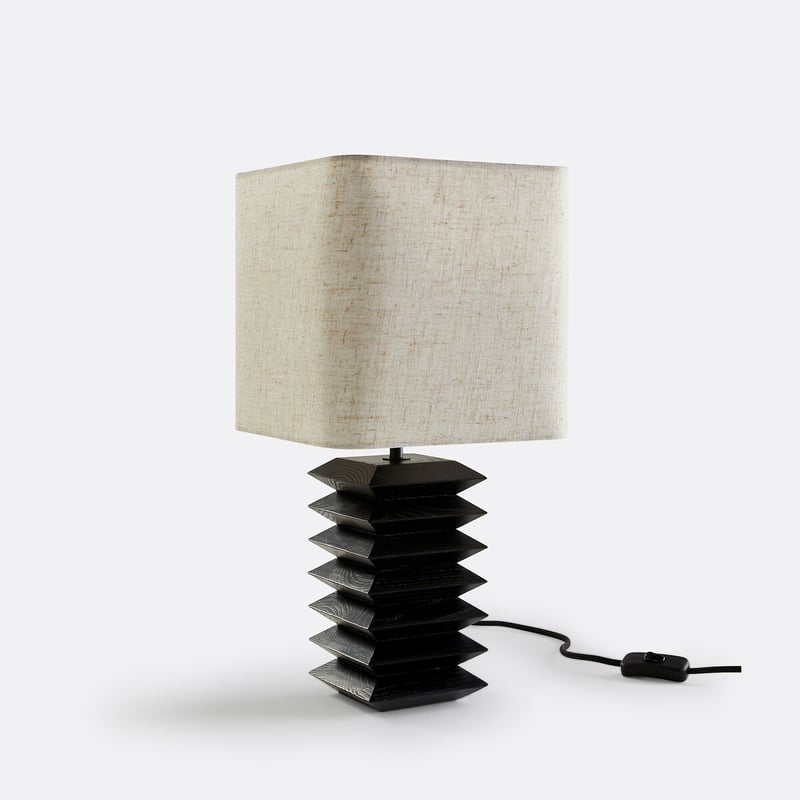 Tischlampe Remilo, Esche Massiv Und Leinen