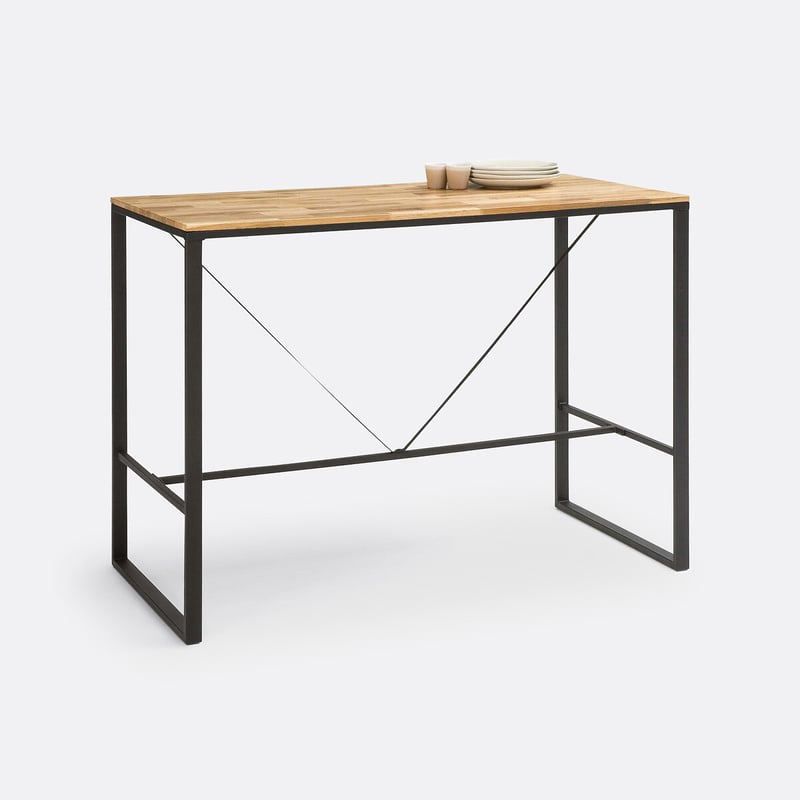 Hoher Bartisch Hiba, Aus Eiche Und Stahlmetall, 4 Bis 6 Gedecke