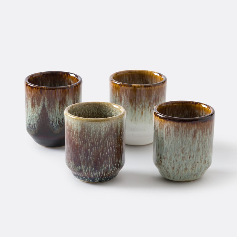 Set Mit 4 Espressotassen Aus Steingut Mit Reaktiver Glasur, Illiano