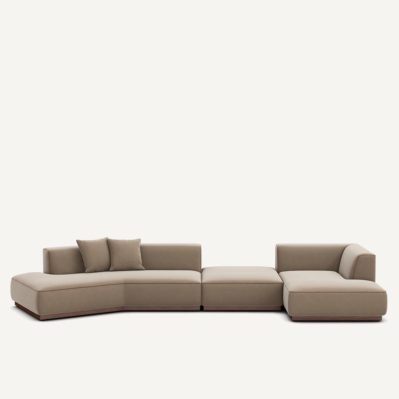 Am.pm Offenes Rechtes Ecksofa Mit Fussstütze Aus Velours, Jacopo