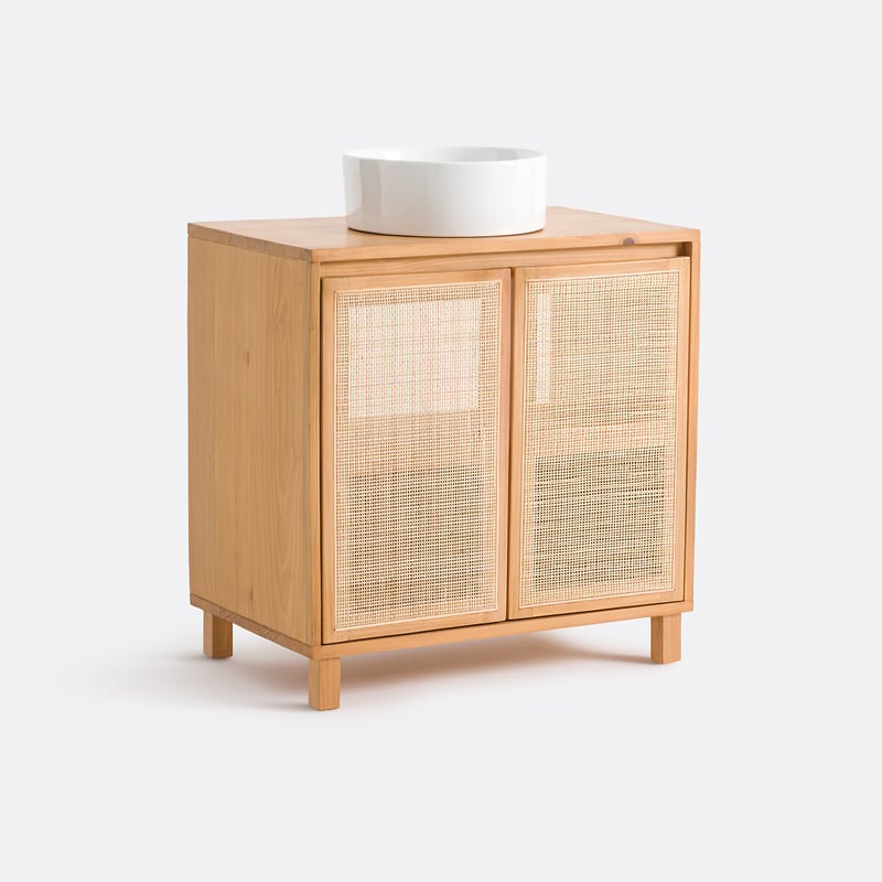 So'home Waschtischunterschrank Jaka, Kiefer Und Rohrgeflecht B80 Cm