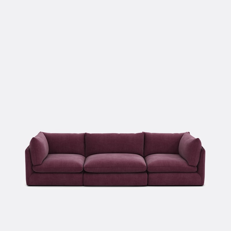 Gerades, Modulares 3-sitzer-sofa Malo, Aus Strukturgewebe
