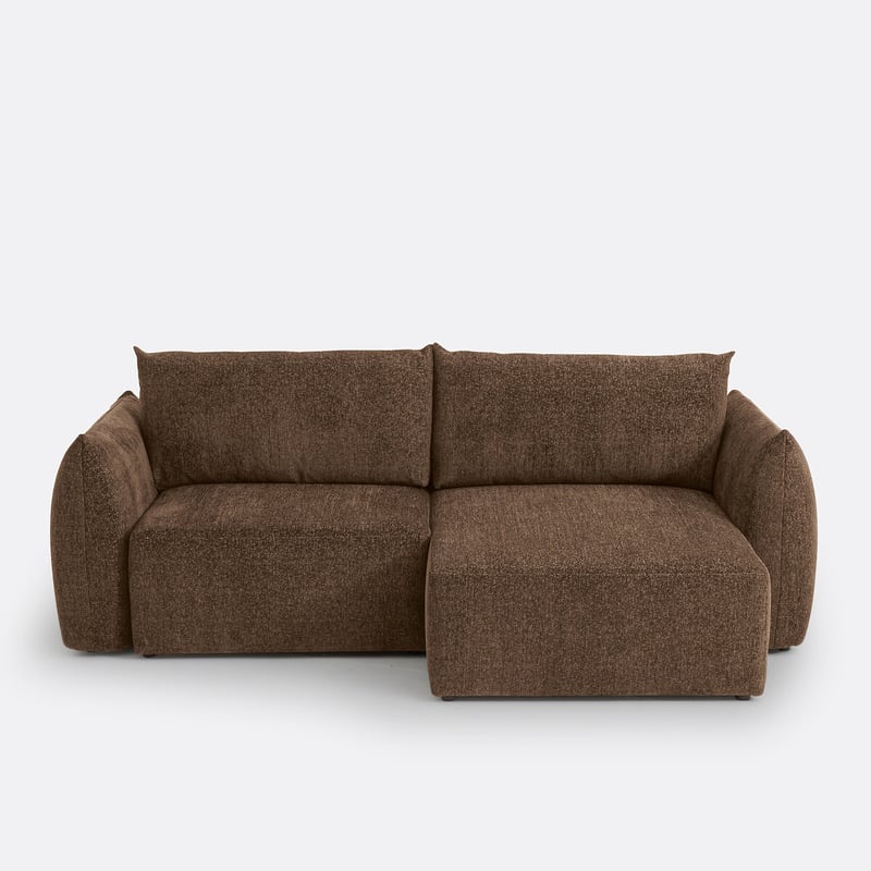 Eckschlafsofa Edith Mit Truhe, 3-sitzer, Chenille-stoff, Meliert