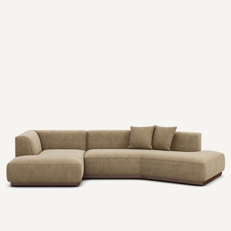 Am.pm Offenes Linkes Ecksofa In Stonewashed Velours, Jacopo