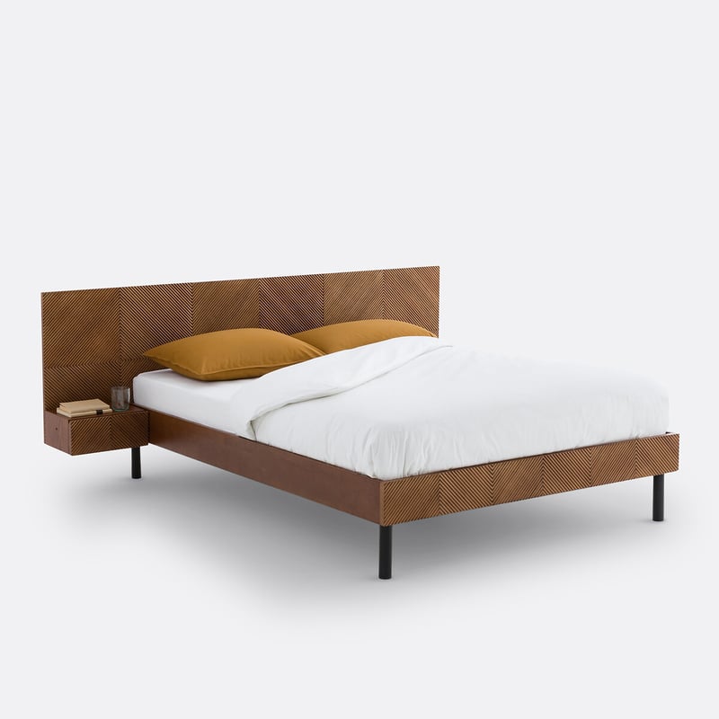 Bett Jérem Mit Lattenrost Und Integrierten Nachttischen