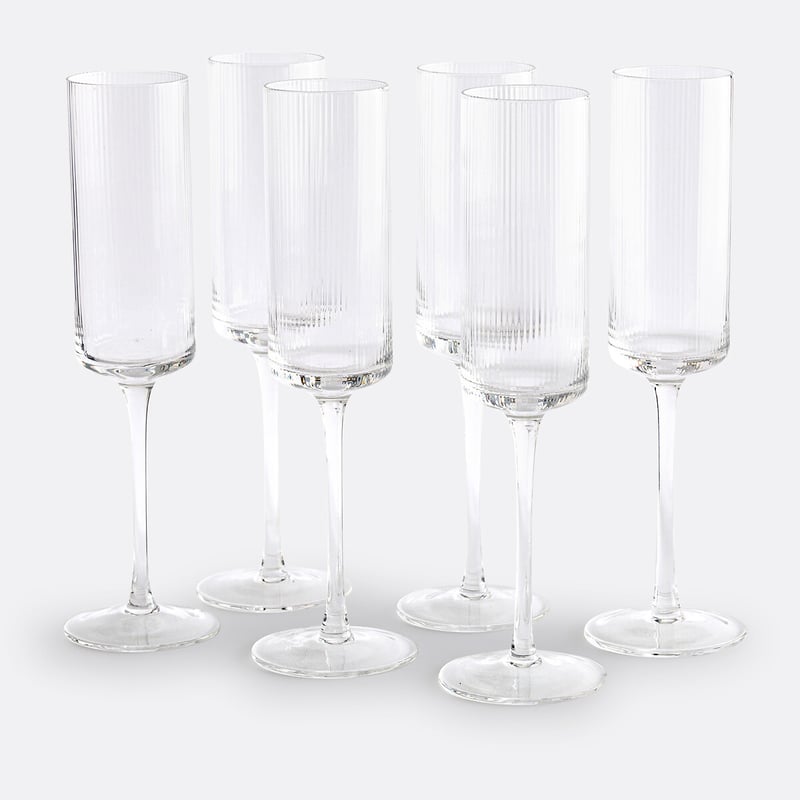 6er-set Sektgläser Stria, Rillenglas