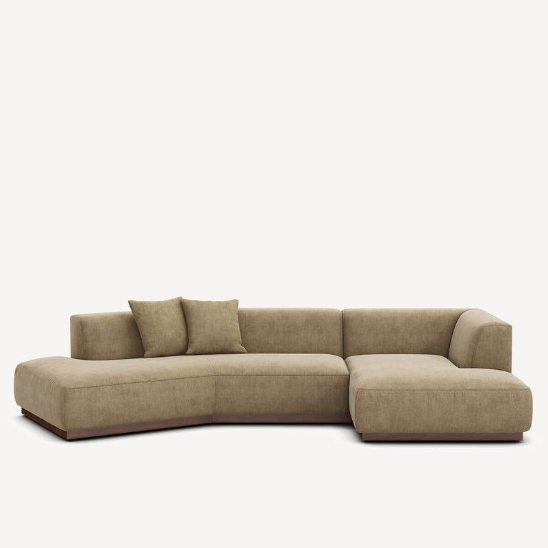 Am.pm Offenes, Gerades Ecksofa In Stonewashed Velours, Jacopo