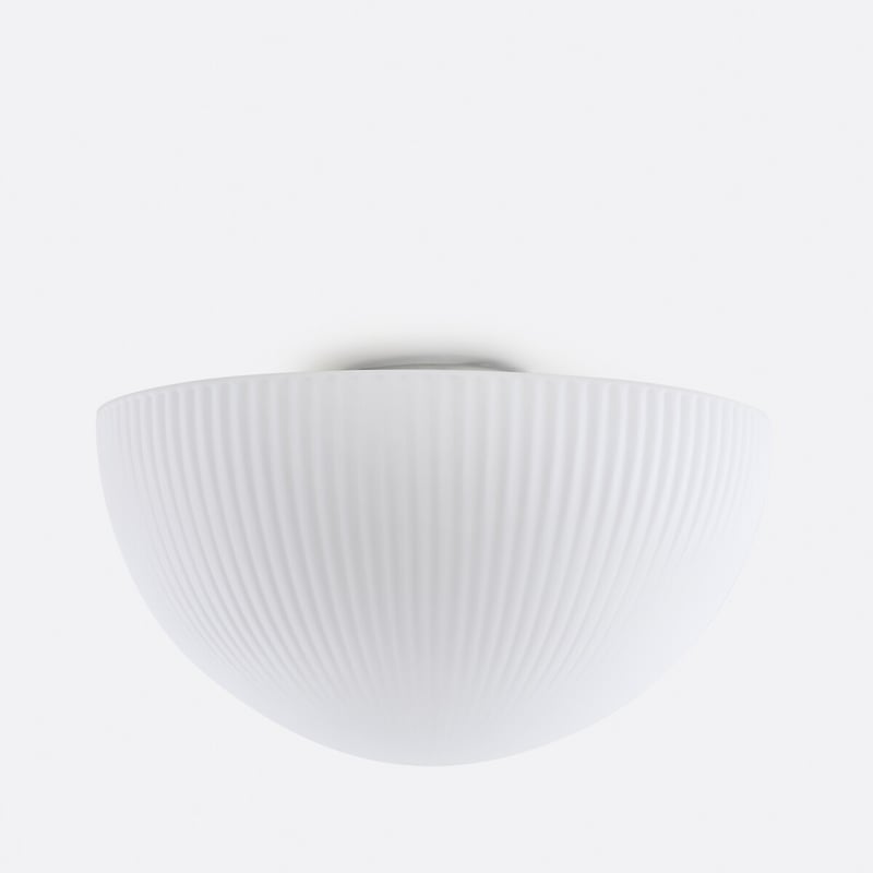 Decken- Oder Wandleuchte, Aus Geriffeltem Opalglas, Durchmesser 33 Cm, Loulou