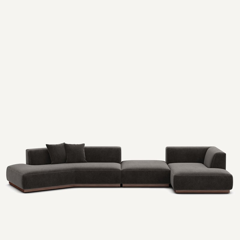 Am.pm Offenes Rechtes Ecksofa Mit Fussstütze Aus Chenille-velours, Jacopo
