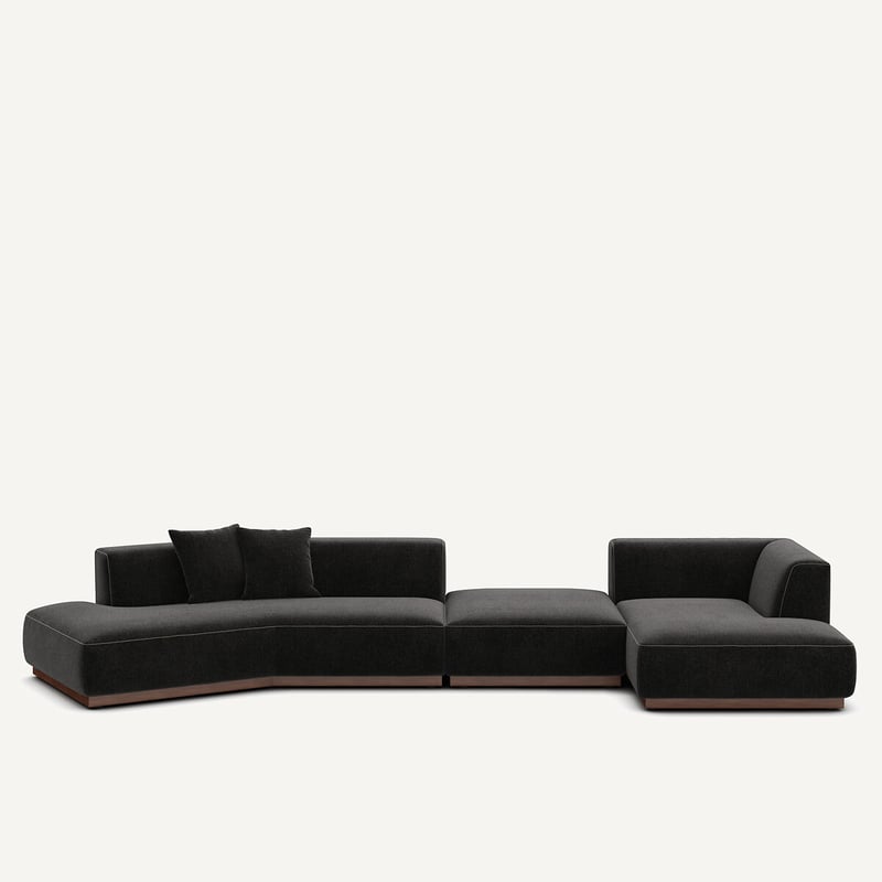 Am.pm Offenes Rechtes Ecksofa Mit Fussstütze Aus Chenille-velours, Jacopo