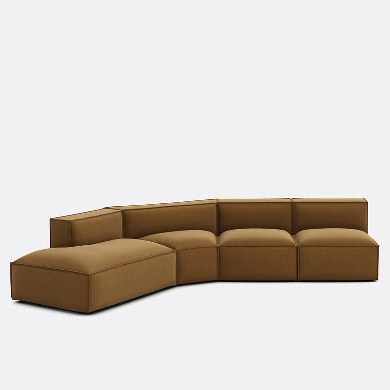 Offenes Ecksofa Seven, Links, 4 Elemente, Strukturgewebe
