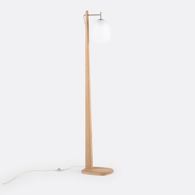 Stehlampe Navida, Eiche, Eisen Und Frostglas