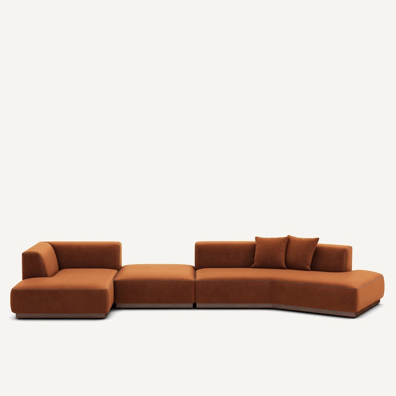 Am.pm Offenes Linkes Ecksofa Mit Fussstütze Aus Velours, Jacopo