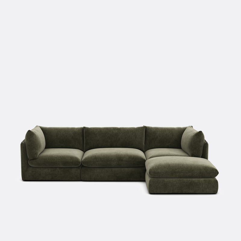 3-sitzer Anreihsofa Mit Hocker, Aus Meliertem Polyester, Malo