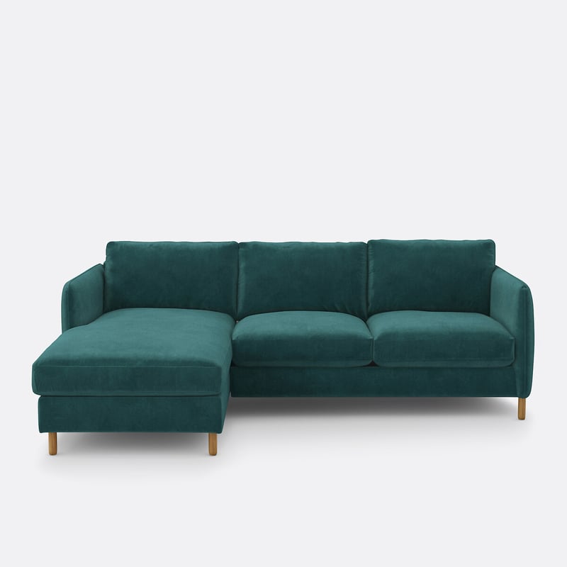 Ecksofa Loméo, Links, 4-sitzer, Aus Samt