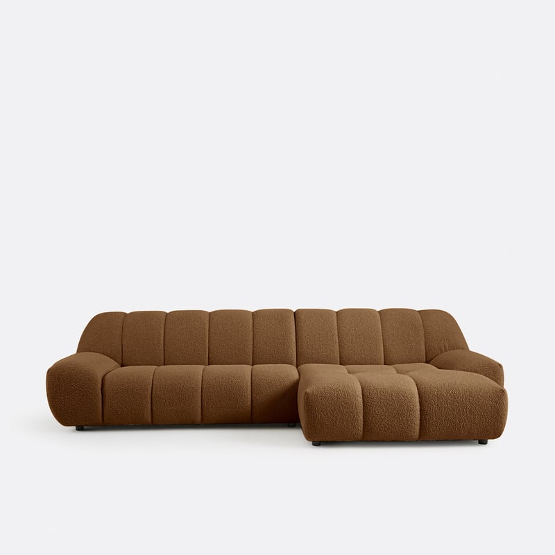Ecksofa, Gerade, 4-sitzig, Aus Dickem Bouclé, Nuria