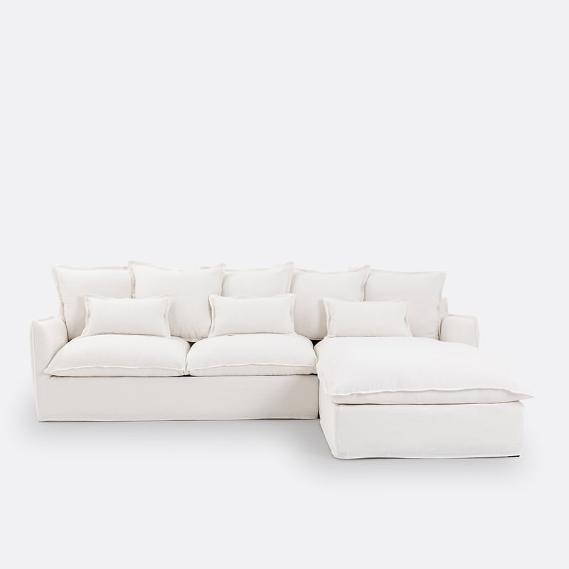 Ecksofa Odna Mit Schlaffunktion, 4-sitzer, Comfort Bultex®, Abnehmbarer Bezug, Leinen
