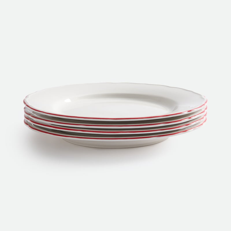 Set Aus 4 Flachen Tellern Aus Porzellan, Colombe