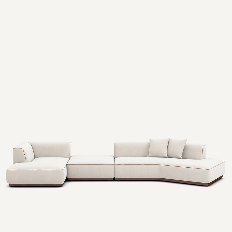 Am.pm Offenes Linkes Ecksofa Mit Fussstütze Aus Chenille-velours, Jacopo