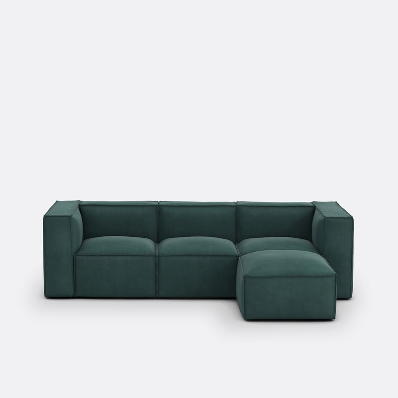 Modulares 3-sitzer-sofa Und Hocker Seven, Cordsamt