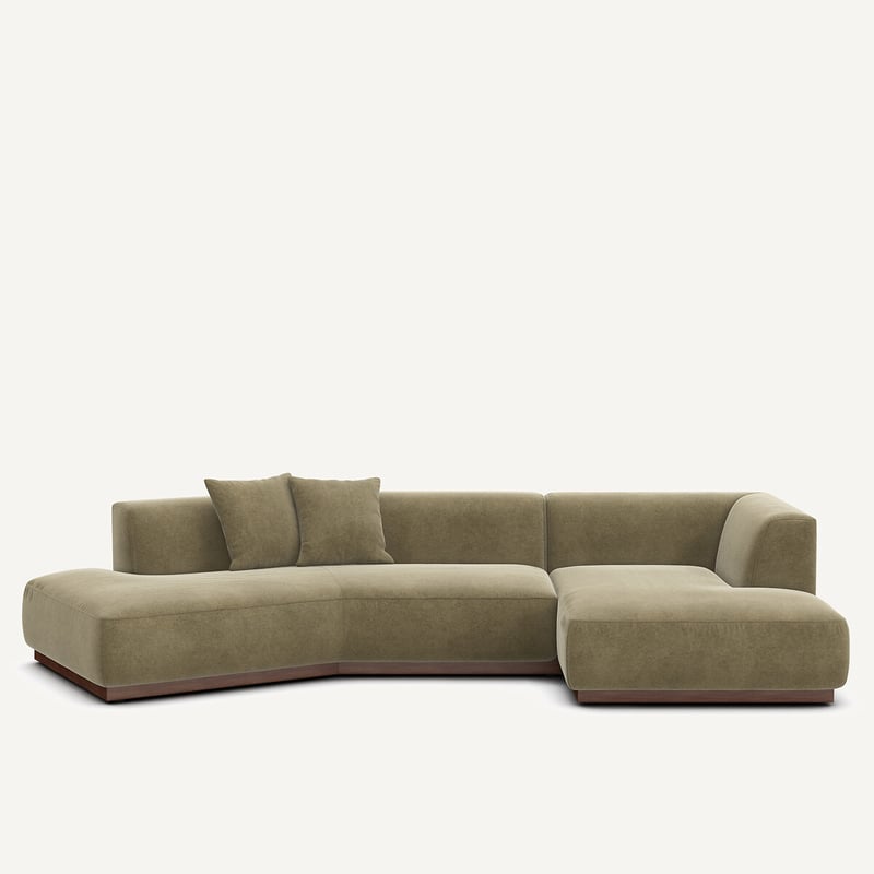 Am.pm Offenes, Gerades Ecksofa Aus Leinenvelours, Jacopo