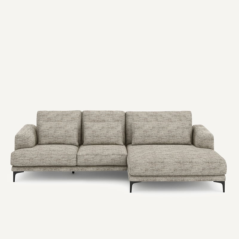 Am.pm Ecksofa Chaiselongue Xl Rechts In Gesprenkeltem Fischgrätmuster, Marsile
