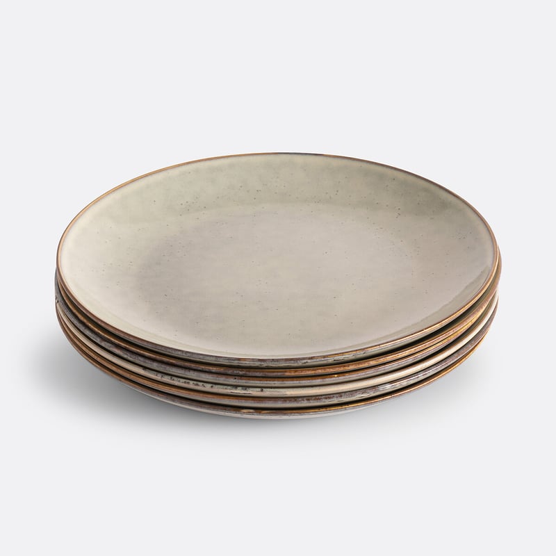 6er-set Flache Teller Omora, Steingut