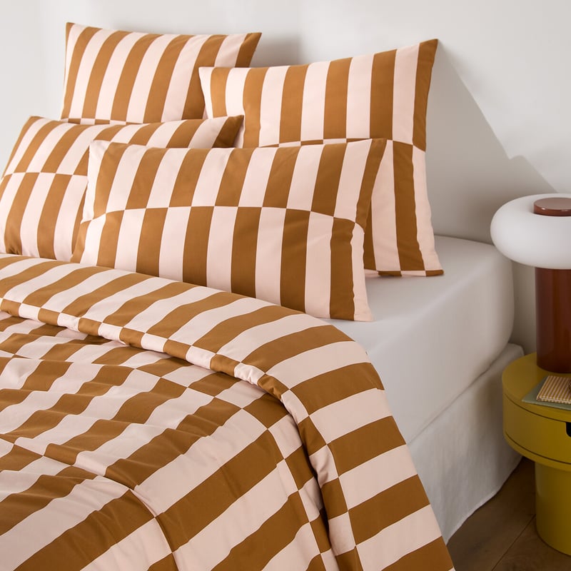 La Redoute Interieurs Duvetbezug Tabaka Caramel Aus 50% Recycelter Baumwolle, Geometrischer Druck