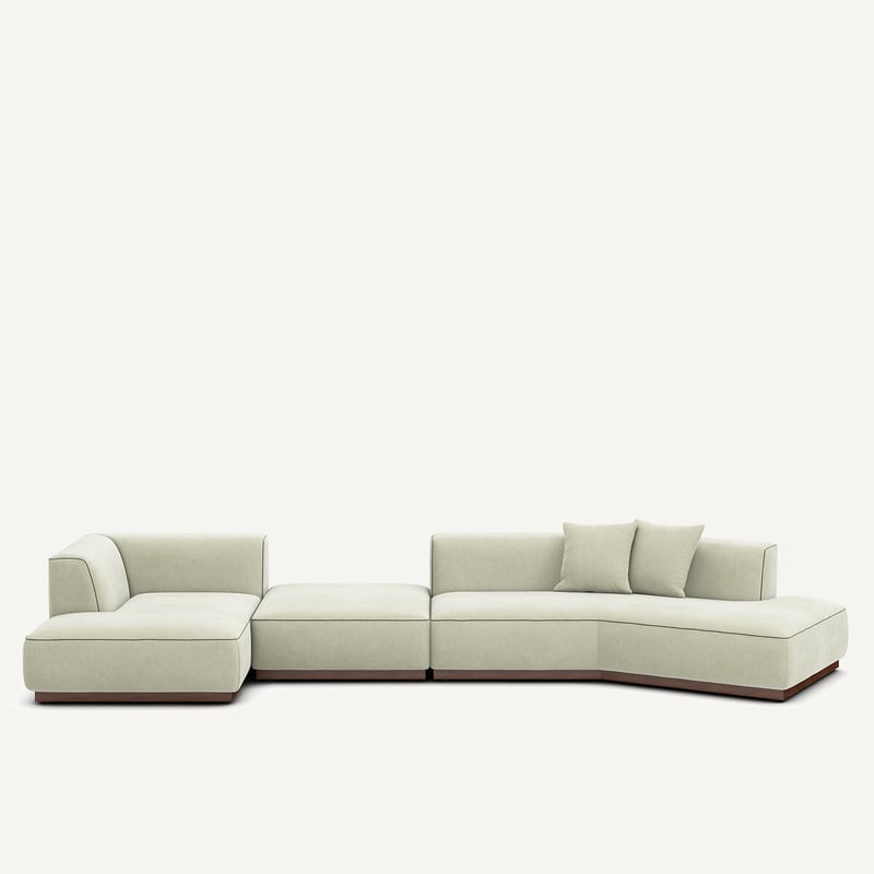 Am.pm Offenes Linkes Ecksofa Mit Fussstütze In Stonewashed Velours, Jacopo