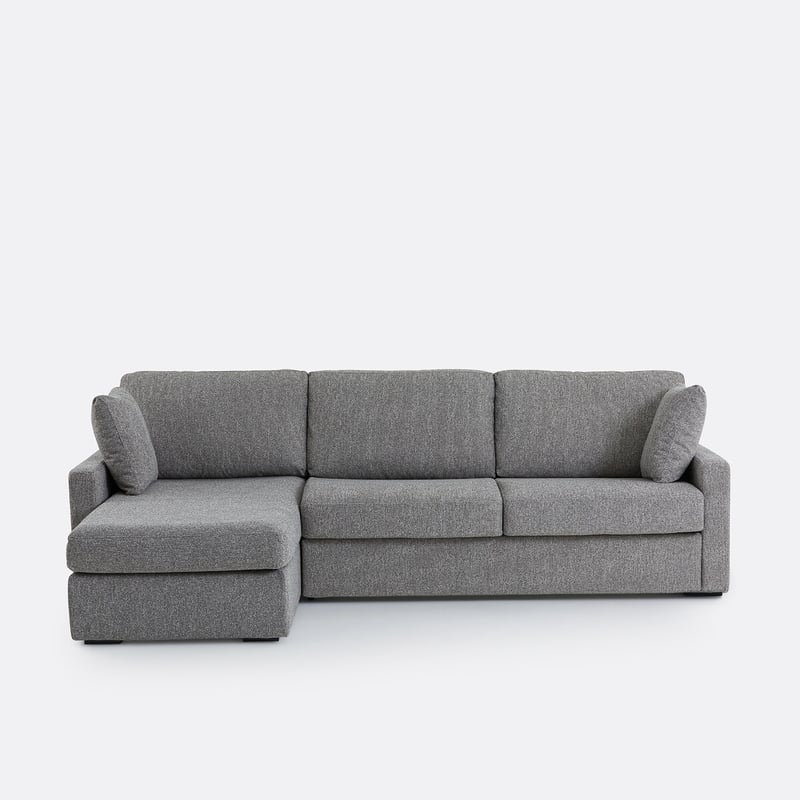 Ecksofa Timor Mit Schlaffunktion, 4-sitzer, Aus Meliertem Strukturgewebe, Schaumstoff