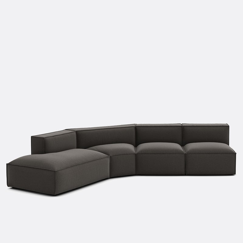 Offenes Ecksofa Seven, Links, 4 Elemente, Strukturgewebe