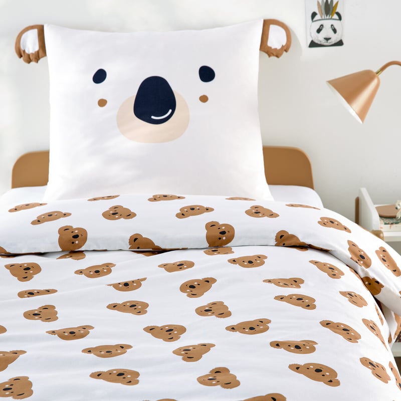 La Redoute Interieurs Kinderbettwäsche Aus 50 % Recycelter Baumwolle, Quadratischer Kissenbezug, Koala