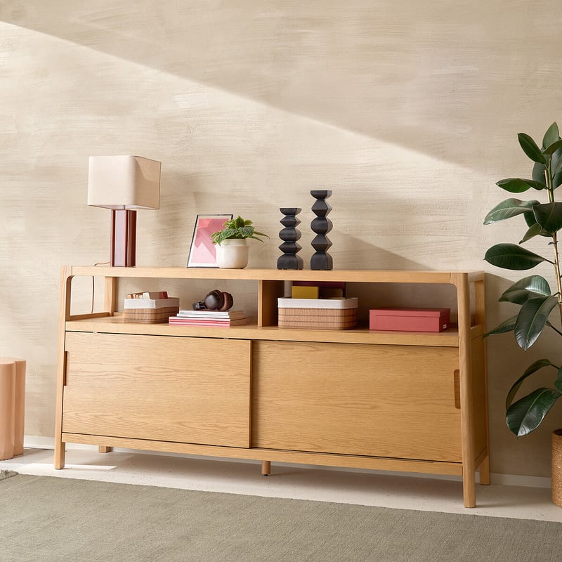 La Redoute Interieurs Niedriges Sideboard Aus Massiver Esche Und Eichenfurnier, 2 Türen, 1 Nische, Tress