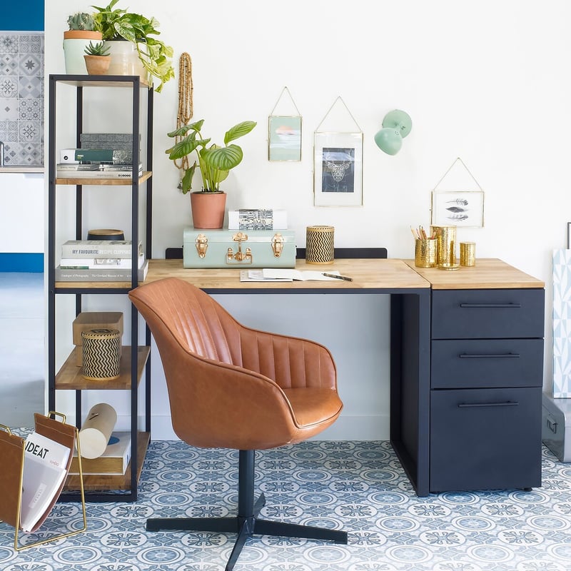 La Redoute Interieurs Schreibtisch Hiba Mit Regal, Eiche Und Stahl