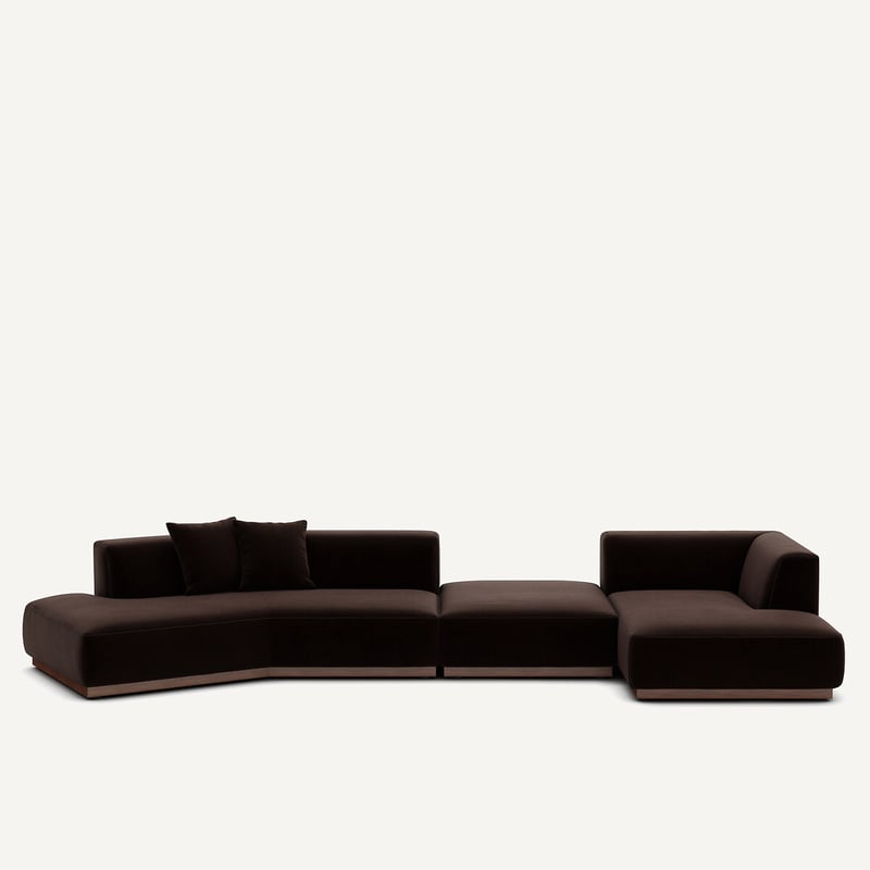 Am.pm Offenes Rechtes Ecksofa Mit Fussstütze Aus Velours, Jacopo