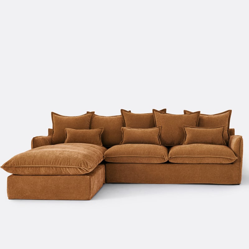 Ecksofa Odna Links, Abnehmbarer Bezug, 4-sitzer, Polyester Meliert