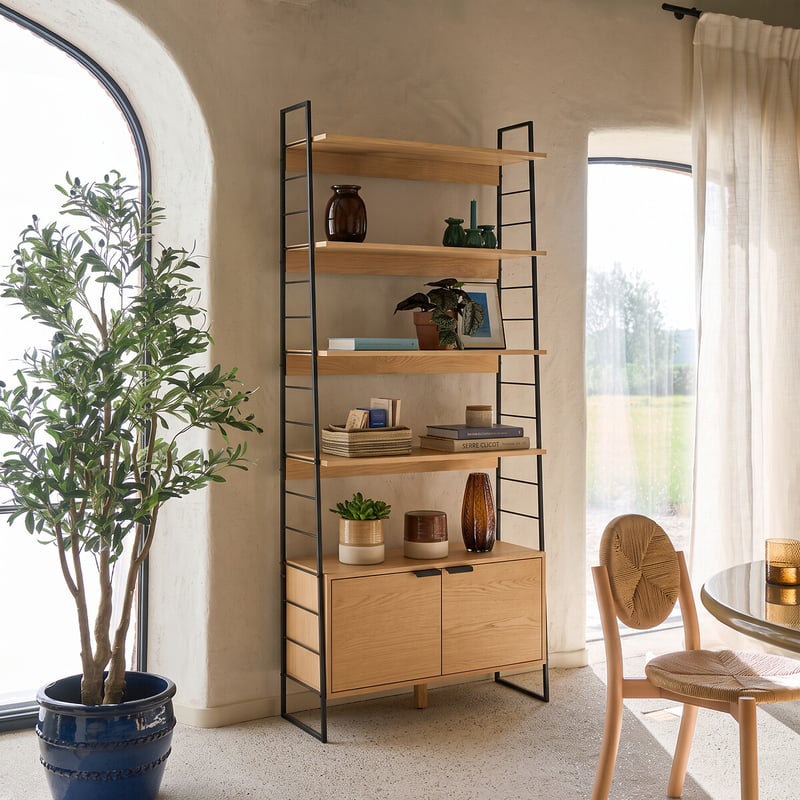 La Redoute Interieurs Bücherregal Aus Eichenfurnier Und Edelstahl, Höhe 190 Cm, Watford