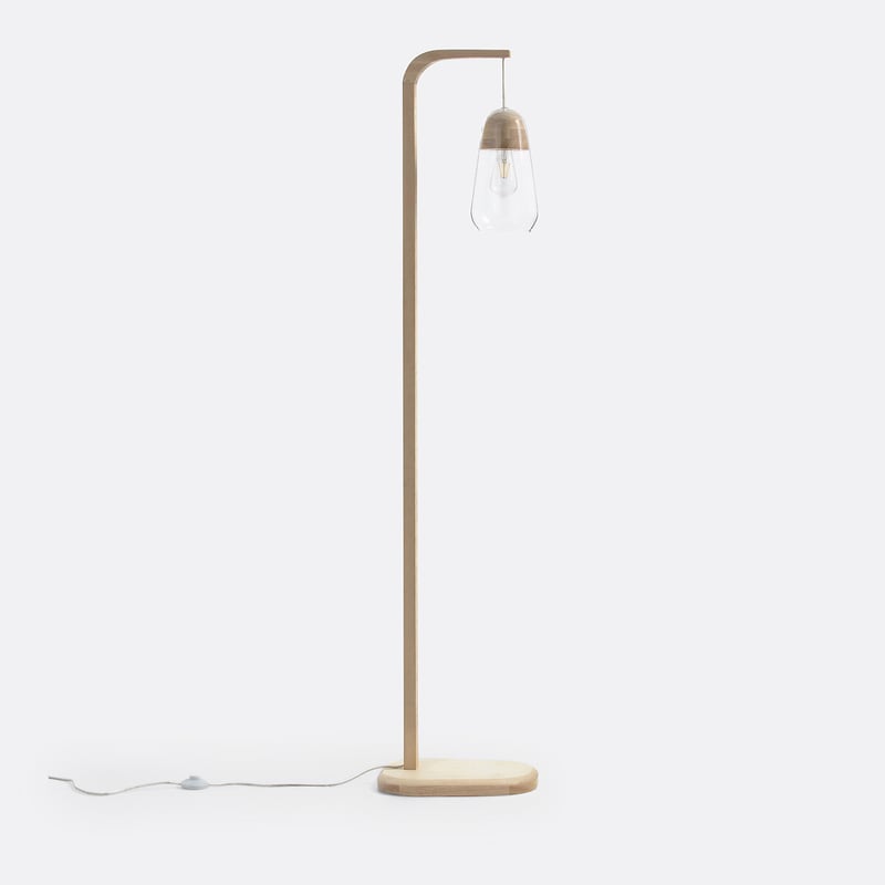 Stehlampe Nasoa, Glas Und Holz