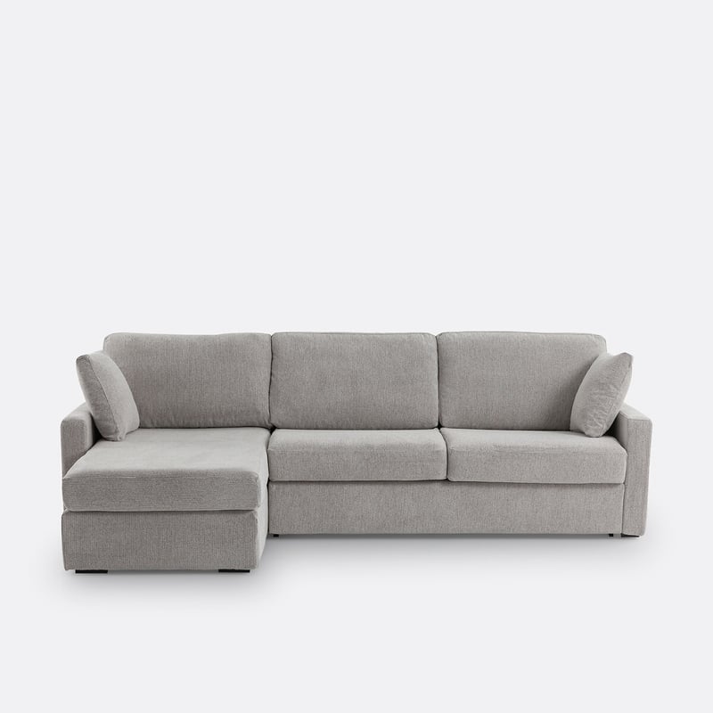 Ecksofa Timor Mit Schlaffunktion, 4-sitzer, Aus Meliertem Strukturgewebe, Schaumstoff