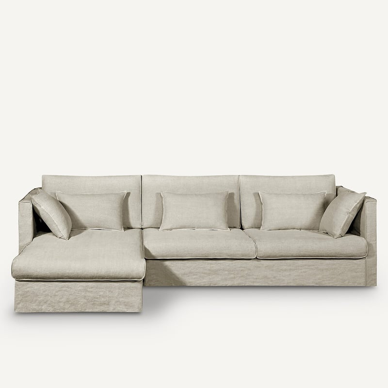 Am.pm Ecksofa Camille, Dickes Leinen Stonewashed